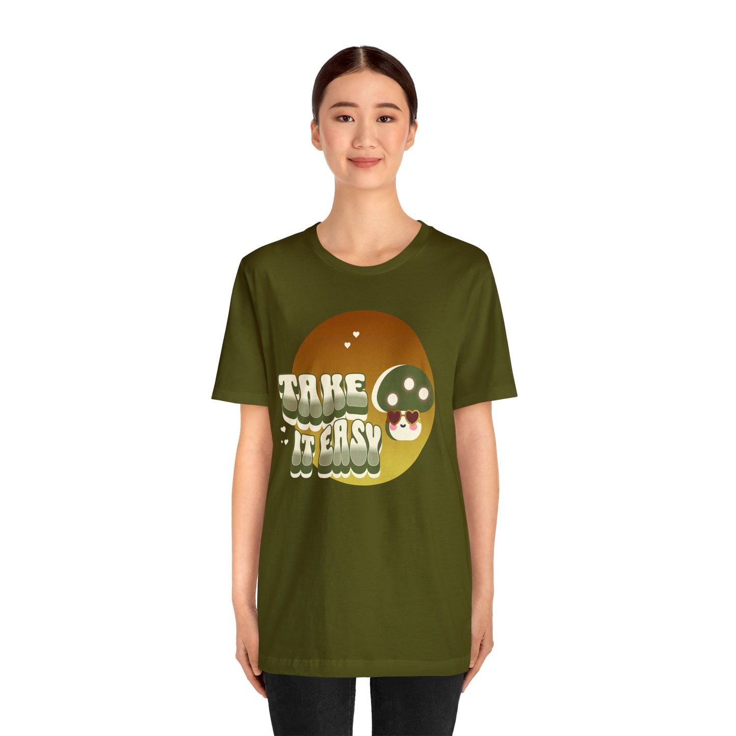 Take It Easy Happy Mushroom Unisex Jersey Short Sleeve Tee