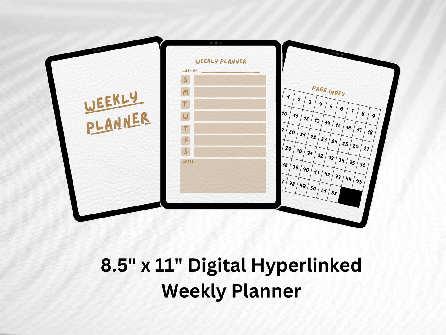 Brown Digital Hyperlinked Weekly Planner