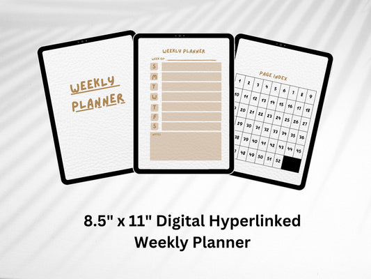 Brown Digital Hyperlinked Weekly Planner