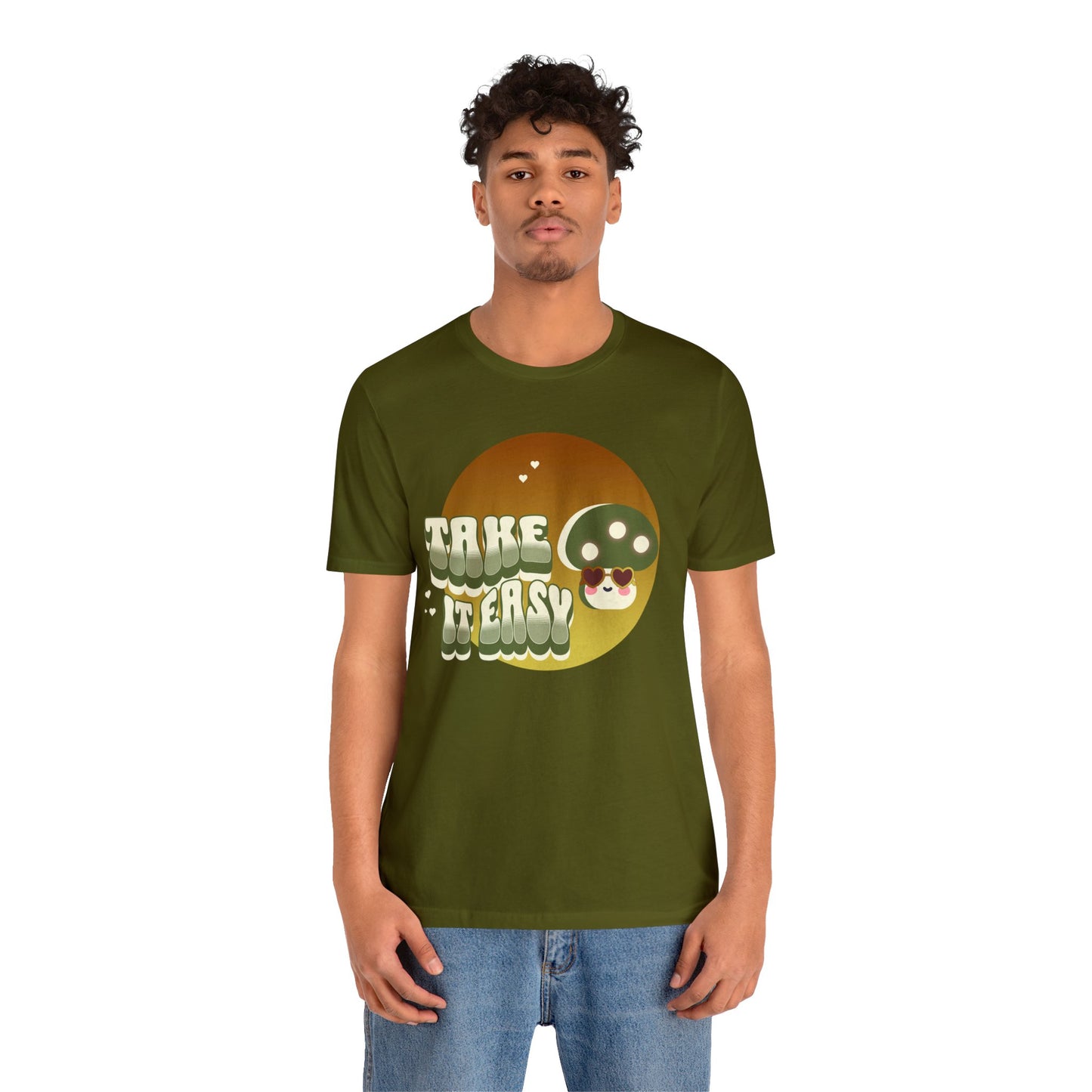 Take It Easy Happy Mushroom Unisex Jersey Short Sleeve Tee