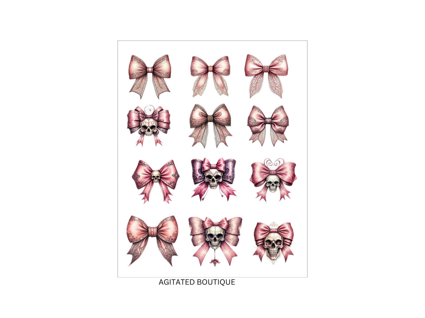 12 - Pink Dark Fantasy Gothic Halloween Coquette Bows PNG Transparent clipart