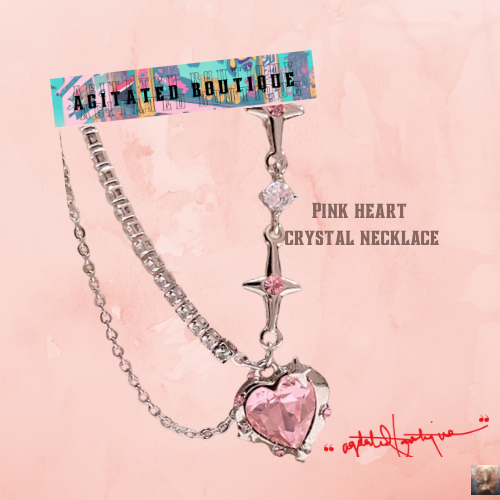 Pink Heart Crystal Necklace