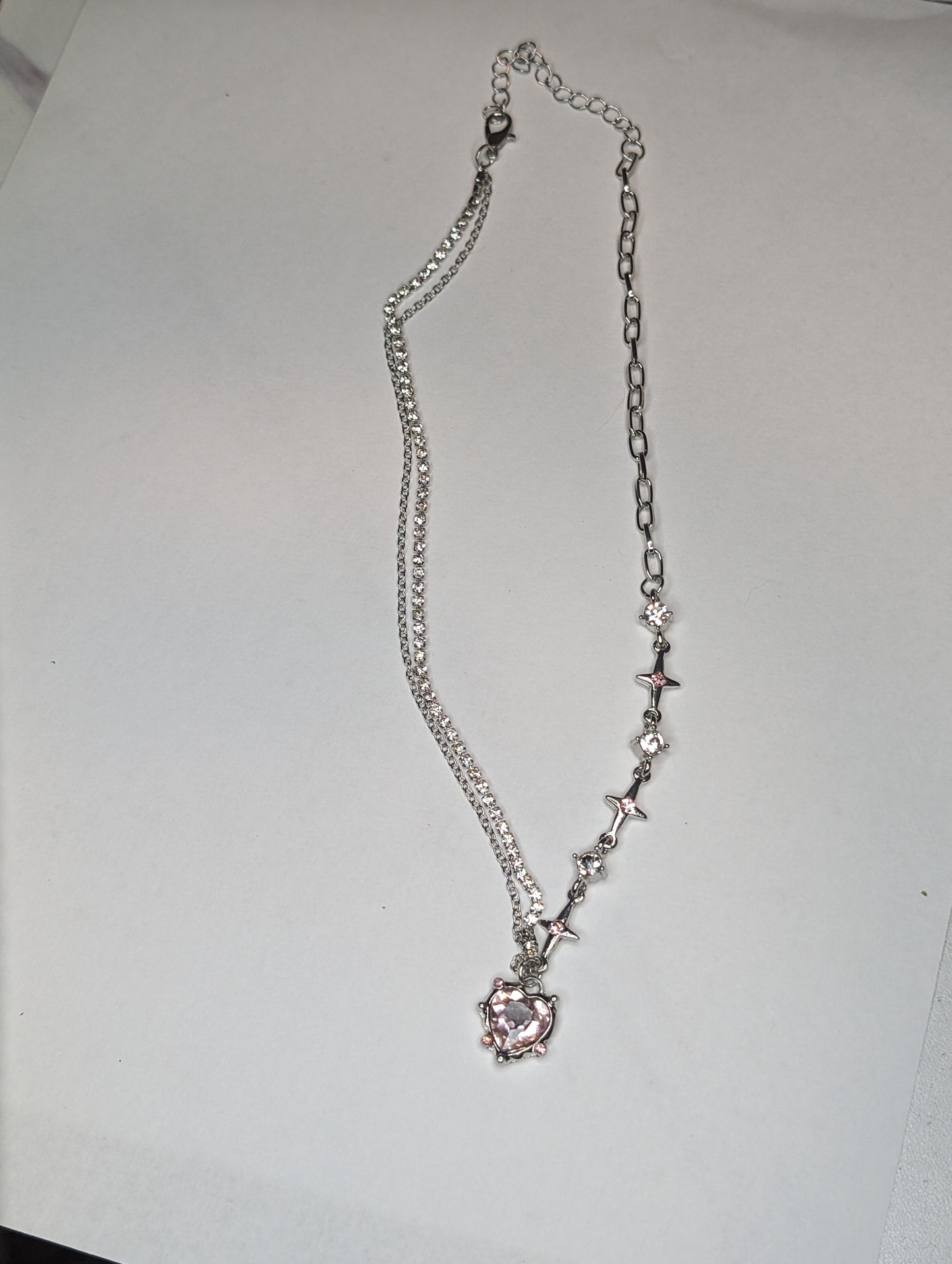 Pink Heart Crystal Necklace